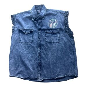 Men’s Vintage Biker Vest sleeveless denim Size 4XL America